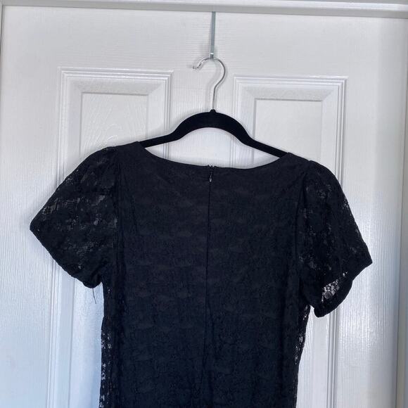 Vintage 90s Black Lace Mini Dress Pearl Buttons Size Small Goth Alt Witchy - Picture 7 of 7